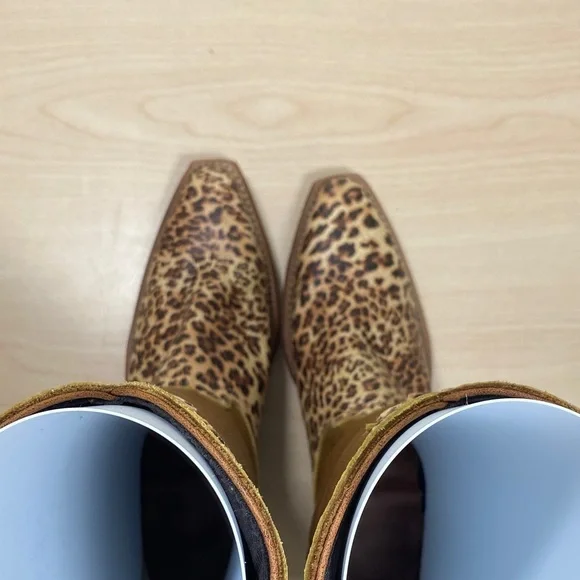 Abilene Boot Co. Tan and Leopard Print Heeled Boots - Picture 4 of 9